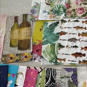 Decorative Paper Napkin Assortment - Floral, Tropical & Fish Prints